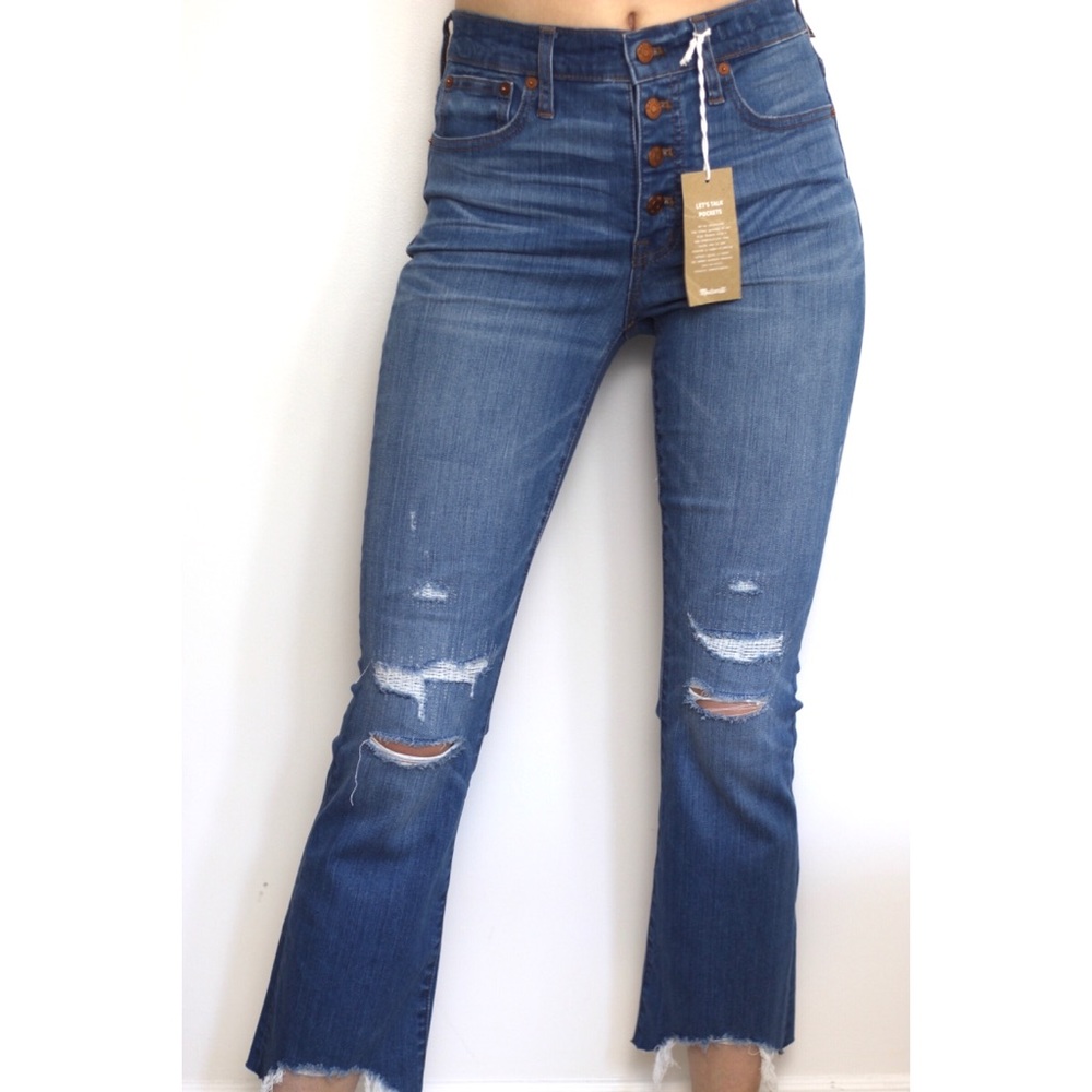 Madewell distressed blue jeans - CALI-Demi boot